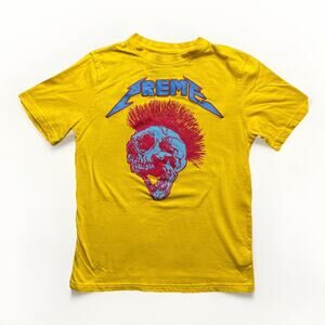 Orginal Preme Shirt Mens Medium Yellow Skull Embroidered Short Sleeve Crew Neck
